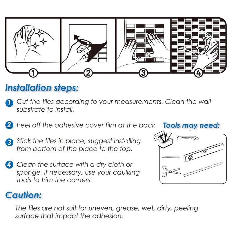 QMARK Peel and Stick Tiles for Kitchen, Self-Adhesive Metal Backsplash
