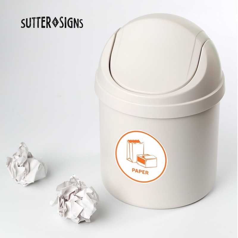 Sutter Signs Recycling Stickers for Trash Can, 6" Wide |