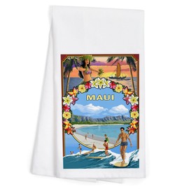 Lantern Press Maui, Hawaii, Montage Scene (100% Cotton Tea Towel, Decorative Hand Towel, Kitchen and Home)
