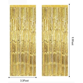 ZAMXHUG Tinsel Curtains Glitter Decoration Gold - Foil Fringe Tinsel Curtain Background for Party Decoration Birthday Wedding Carnival Decoration (1 m x 2.5 m)