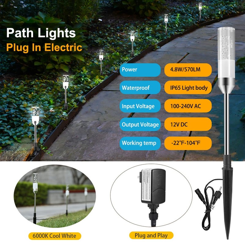 GreenClick Pathway Lights Outdoor,12V Low Voltage Landscape Lighting, 6 Pack