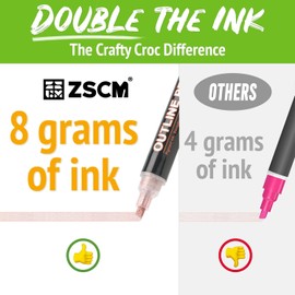 ZSCM 12 Colors Largeer Shimmer Outline Markers Double Line: Metallic Glitter Pens Set for for Christmas Greeting Cards, Doodling, DIY Photo Album, Scrapbook Crafts, Metal, Ceramic, Glass