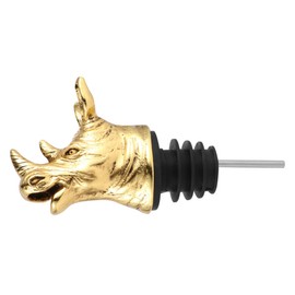 LABRIMP Rhino Head Wine Pourer and Stopper Creative Zinc Alloy Aerator for Parties Unique Golden Animal Design for Bars and Restaurants Pouring and Fresh Keeping