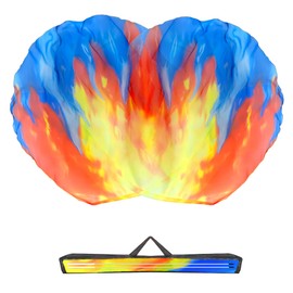 Baisdan 55x55 Holy Water and Fire, Praise Dance Flags, Worship Angel Wings Flags For Christian Church Dance Performances, Yellow Red Blue