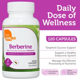 Zahler Berberine Supplement 1000mg with Clinically Evaluated Berbevis Complex and Berberine HCl - Barberry Supplements for Metabolism Support and Berberine Glucose Support for Adults (120 Capsules)