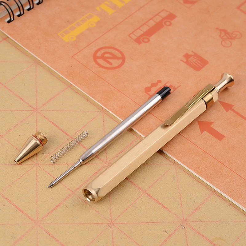 EKLOEN Six-Edge Solid Brass Pen, Sign Pen Ballpoint Pen with