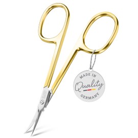 TITANIA Solingen Cuticle Scissors with Tower Tip (Gold-Plated, 9.5 cm) • Solingen Cuticle Scissors • Professional Cuticle Scissors Made of Carbon Steel • Made in Germany