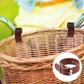 CLISPEED 1 Pair Leather Bike Basket Straps Adjustable Leather Straps for Bike Bicycle Scooter