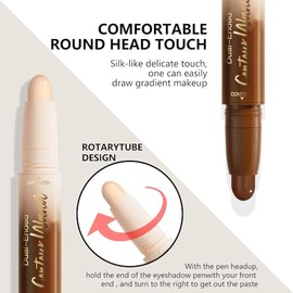 Barra Resaltadora de Contorno en Crema 2 en 1, Barras de Maquillaje Bronceador Neutro, Barra de Esculpido de Doble Extremo para Cara y Cuerpo, de Larg