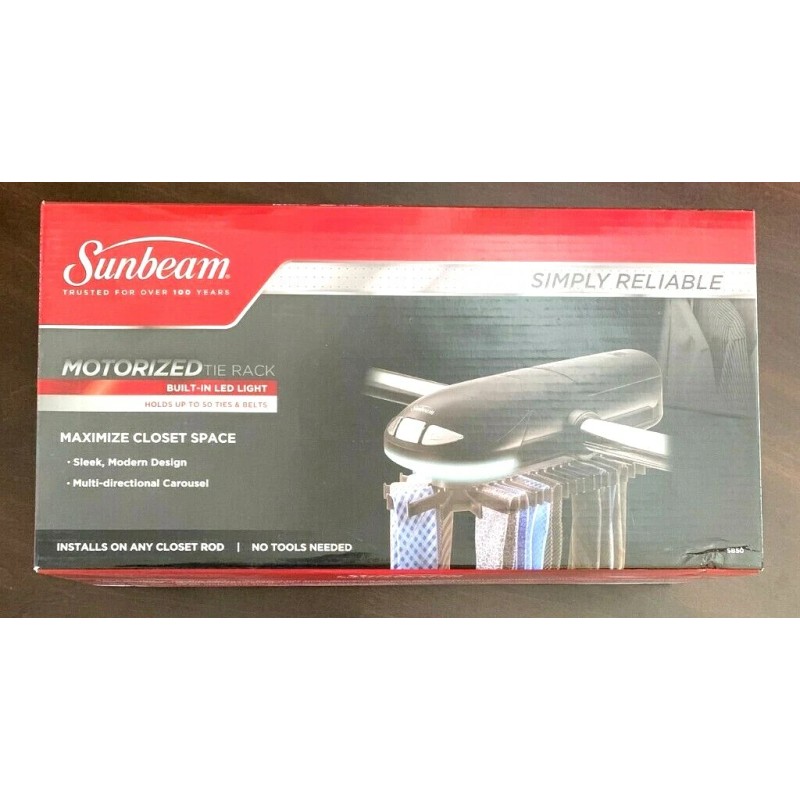 Sunbeam 50-Hook Battery Operated Tie and Belt Rotating Rack