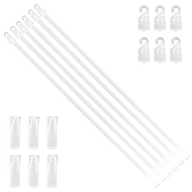 12 Inches 6 Pieces Blind Wand with Hooks, Blind Wand Replacement, Vertical Blinds Replacement Parts with Hook and Grip, Curtain Pull Rod Wand