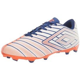 Umbro Men's Velocita Elixir League FG Soccer Cleat, White/Orange/Blue, 7