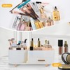 Growsun Makeup Organizer Countertop with Drawers 360 Rotating Makeup Brush
