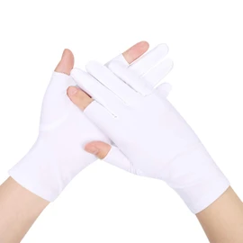 Fingerless Gloves, UV Protection, Cycling Gloves, Men's, Women's, Short Gloves, Spring, Summer, Sun Protection, UV Protection, Thin, Smartphone Gloves, Cycling, Motorcycling, Driving, Fishing, Golf, Outdoors, Sports, Work Gloves, wht, One Size