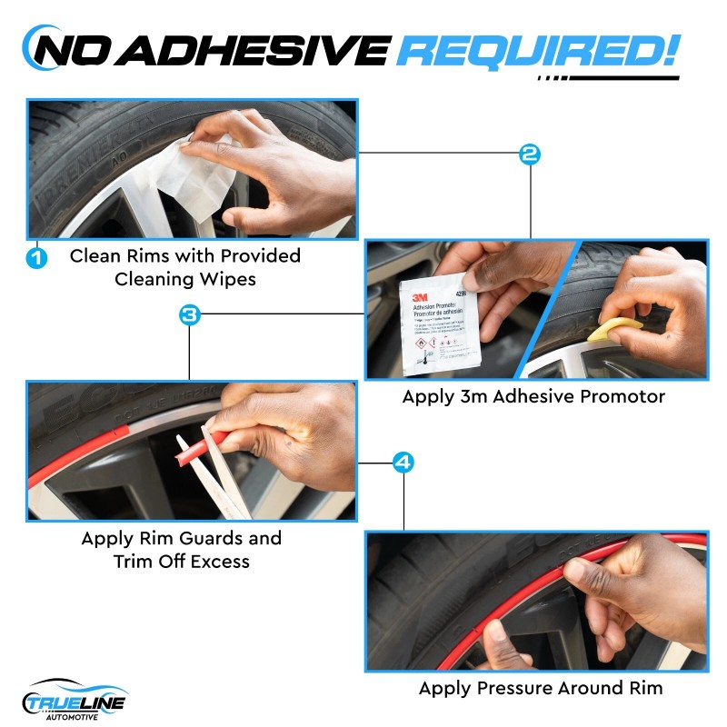 Trueline Automotive Rim Guards Red Alloy Armor Wheel Rim Curb