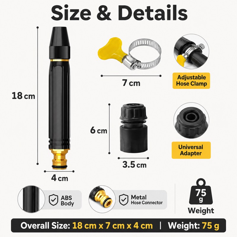 High Pressure Garden Hose Nozzle for Car Washing - Adjustable