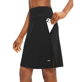 Viodia Women's 20" Knee Length Skorts Skirts Athletic Tennis Golf Skirt for Women Modest Sports Casual Summer Skirt with 5 Pockets Black