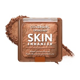 COVERGIRL TruBlend Skin Enhancer Baked Luminous Bronzer, with Hyaluronic Acid & White Rose Extract, Blends Seamlessly - 320 Caramel (Medium Bronze with Copper Swirls)