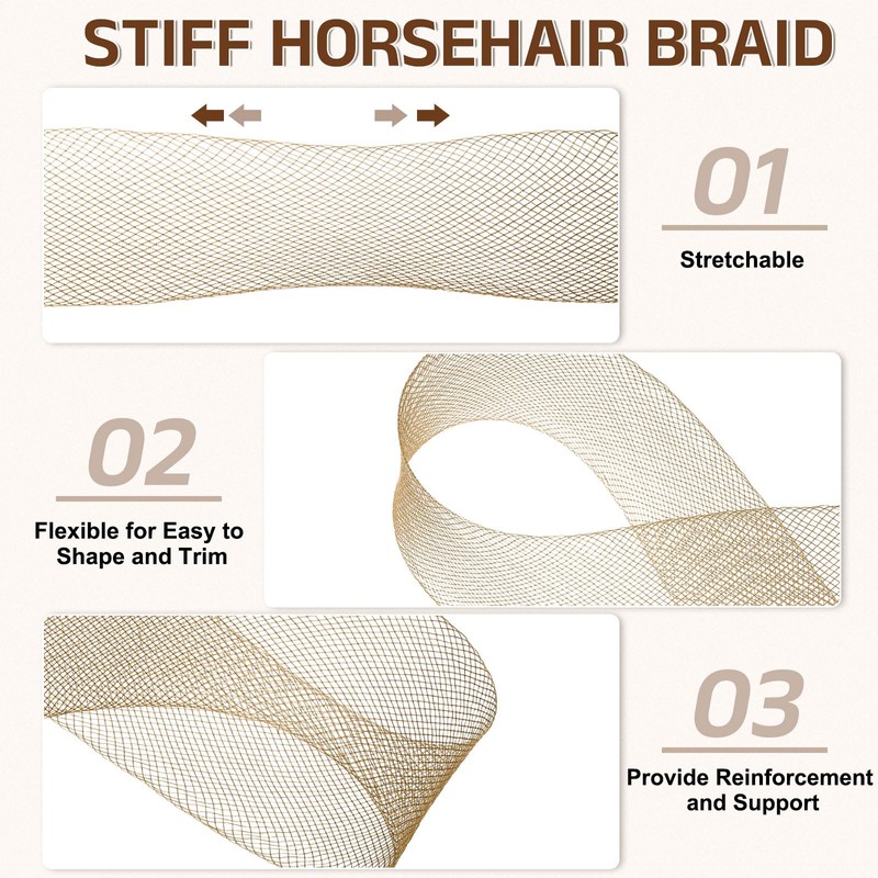 sourcing map 25 Yards 2 Inch Stiff Horsehair Braid, Wide