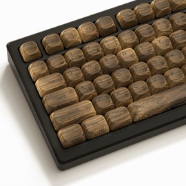 Womier PBT Keycaps - MOA Keycaps 75 Percent, Wood Keycaps Dye-Sublimation, Custom Keyboard Keycaps Set for 61/64/68/84/87/100/104/108 Cherry MX Mechanical Keyboard, Walnut Keycaps