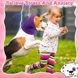 DDFS Dog Ear Muffs Noise Protection, Soothing Keep Calm Ear Cover Comfort Anti Anxiety Relief Snoods for Dogs Purple L