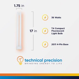 Replacement for Pest West Cf-l 36w/bl 368 Light Bulb by Technical Precision - 36W CFL Bulb with 2-Pin 2G11 Base - T4 Blacklight Lamp for Insects - 17 Inch - Pest and Fly Control Lamp - 1 Pack