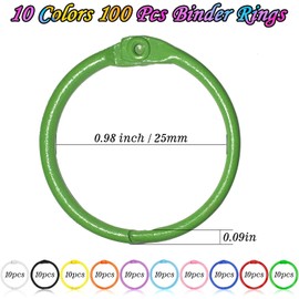 100PCS Metal Binder Book Rings, Colourful Index Card Rings 30mm Metal Loose Leaf Binder Rings Paper Notebook Rings Flash Card Rings Key Chains for School Office Home