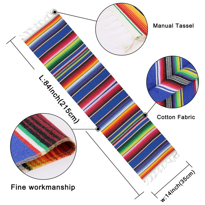 Time to Sparkle Mexican Serape Table Runner 14 x 84