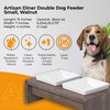 Bowsers Artisan Diner Double Dog Feeder - Handcrafted Rubberwood Frame