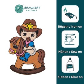Rocking Horse Embroidered Cowboy Horse Patch for Iron-On or Sew On Iron-On Patch Pony Iron-On Patch Children Baby Sheriff Iron-On Clothes Iron-On Patch Size 5.0 x 7.7 cm
