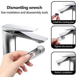 Aerator Key, Pack of 2 Aerator Mounting Keys M6-M28 Universal Aerator Service Key 6-in-1 Tap Strainer Aerator Key Tool (3/5 Hole)