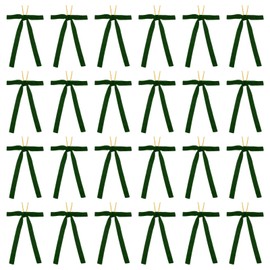PATIKIL Velvet Bows, 24 Pcs Velvet Ornaments Ribbon Gift Bows Vintage Wreath Bow for Christmas Tree Wedding Birthday Parties Decor, Green (5/8" Width, 5x7 Inch)