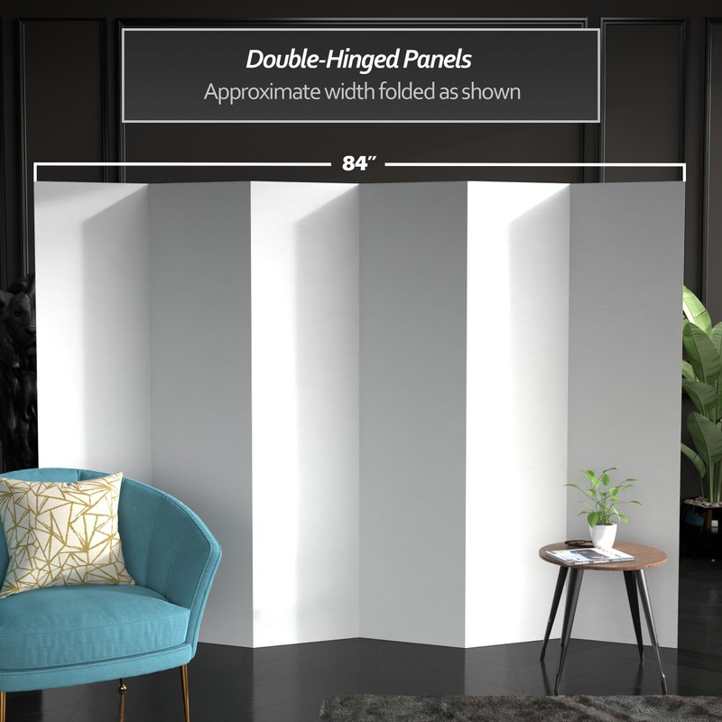6 ft. Tall White Temporary Cardboard Folding Screen - 6