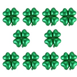 BinaryABC St Patrick's Day Decorations, St. Patricks Day Shamrock Foil Balloons, for Wedding Birthday Festival,10Pcs(Green)