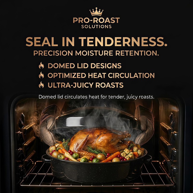 19.3" Large Roasting Pan with Rack and Lid, Granite Enameled