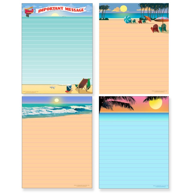Beach Note Pad Pack - 8 Assorted Beach & Ocean