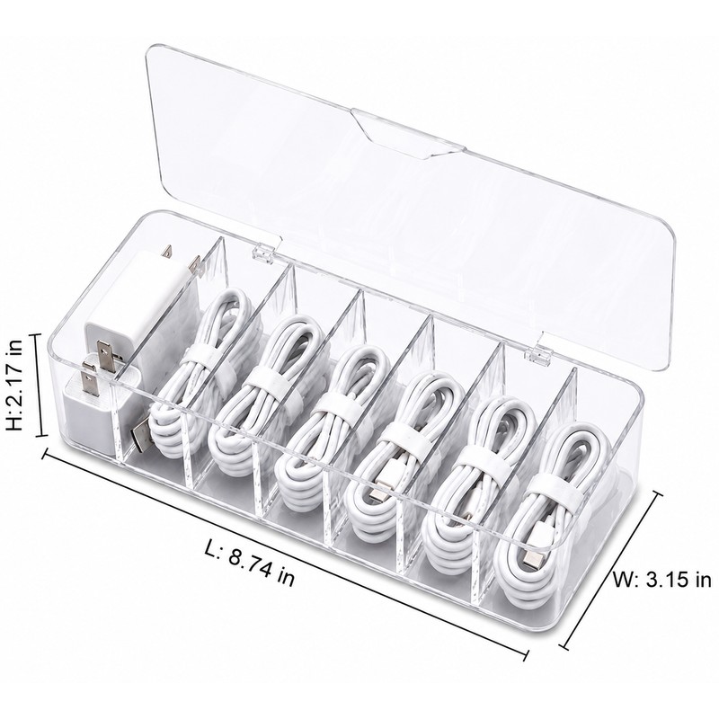 Transparent Cable Storage Box – Clear Cord, Charger & Small