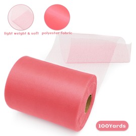 Rilisili 6 Inch(15 cm) × 100 Yards Tulle Ribbon Carol Tulle Fobric Ribbon Roll Netting Spool for Tutu Skirt DIY Craft Wedding Decor Birthday Party Gift Wrapping Bow