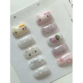 ⭐️ Kitty Nail [Kitchy Kitty Nail Collection] ⭐️ - Green / ⭐️ 키티 네일 [키치 키티 네일 컬렉션] ⭐️ - 그린