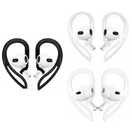 ALXCD Ear Hooks Compatible with AirPods 4 4th Generation Earbuds, Adjustable Over-Ear Soft Earhook [Anti Slip][Anti Lost], Compatible with AirPods 4 Black White Clear