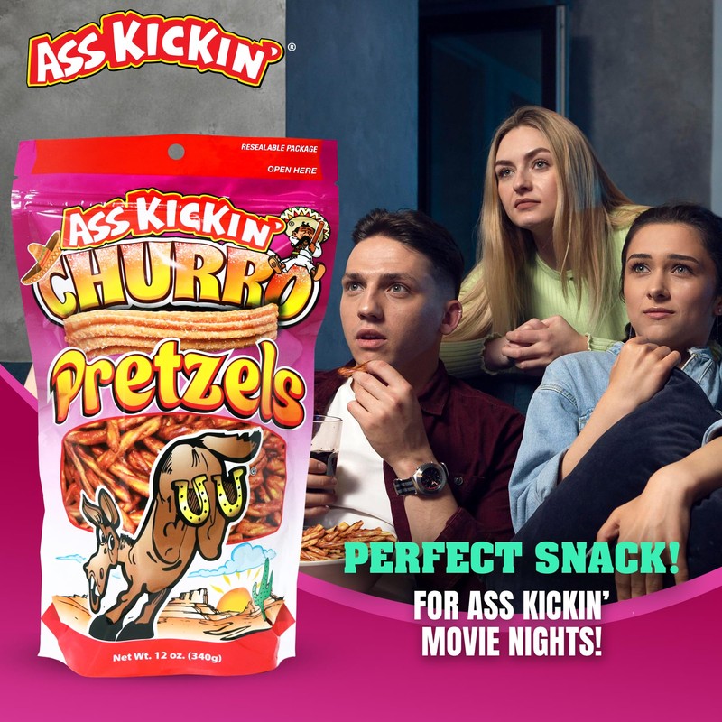 ASS KICKIN’ Pretzels 12 Ounce Size Flavor Pack Seasoned Pretzel