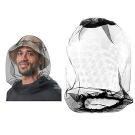 ZZLBZN 2Pcs Midge Head Net, Nylon Midge Net Head Cover, Fine Mesh Mosquito Head Net, Mosquito Head Protecting Net Hat Face Neck Net Covering for Outdoor Hiking Camping Fishing Climbing Walking