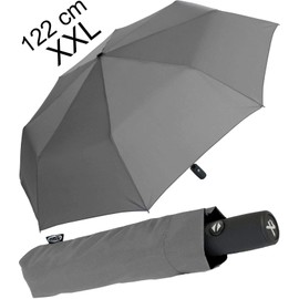 XXL Pocket Umbrella with Automatic Open/Close - Full Class - 122 cm Large Roof, gray, Modern