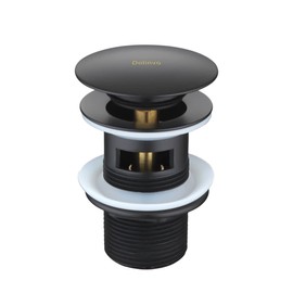 Dolinvo Drain Fitting Sink with Overflow Black Matt Universal Pop Up Valve Drain Valve Plug for Washbasin Sink Drain Plug Sink Plug Drain Strainer Brass Round