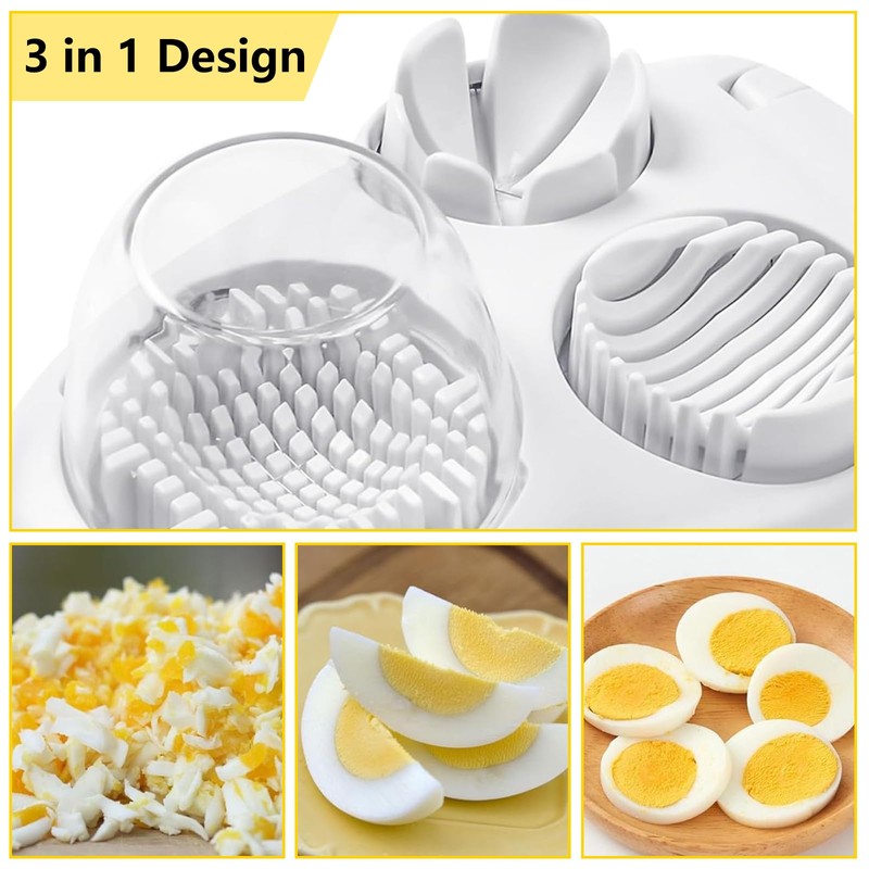 3-in-1 Egg Slicer Stainless Steel with 3 Egg Separators and