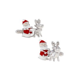 MRCUFF Santa Sleigh Christmas Reindeer Pair Cufflinks in Presentation Gift Box & Polishing Cloth