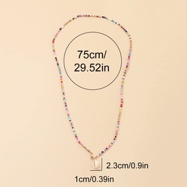 LEEQBCR 1pcs Boho Necklace, Gold Tone Seashl Necklaces, Pearl Layer Necklace, Jewelry Accessories for Women and Girls, Metal