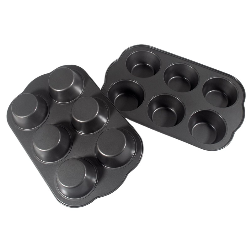 Bakexcel Non-Stick Jumbo Muffin Pans, 3.5" 6-Cup Set of 2