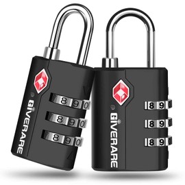 2 Pack TSA Approved Travel Luggage Locks, Suitcase Combination Lock, Keyless 3-Digit Zipper Padlocks, TSA Accepted Compatible Padlock for Gym Locker, Golf Bag Case, Backpack-Black