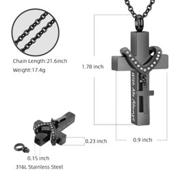 Cremation Jewelry for Ashes Pendant - Cross Urn Necklace with Mini Keepsake Urn Memorial Ashes Jewelry - With Me Always